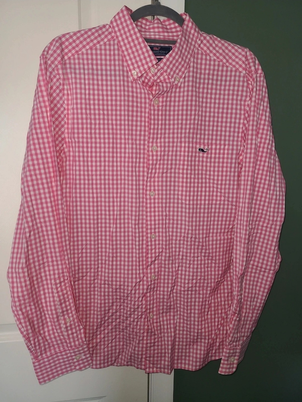 Vineyard Vines Pink White Gingham Long-Sleeve Button-Down Shirt